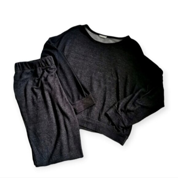 Cozy Charcoal Knit Loungewear Set | Slouchy Pullover & Joggers | Medium - Picture 1 of 12
